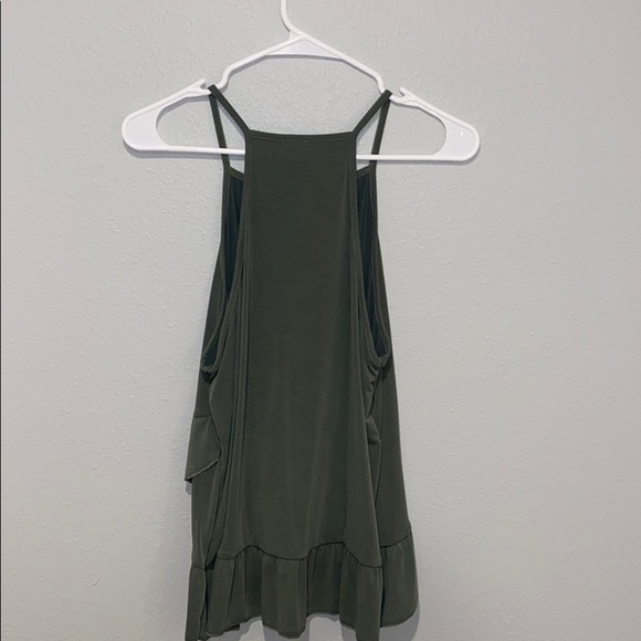 Olive green tank top with Ruffles - Picture 2 of 3